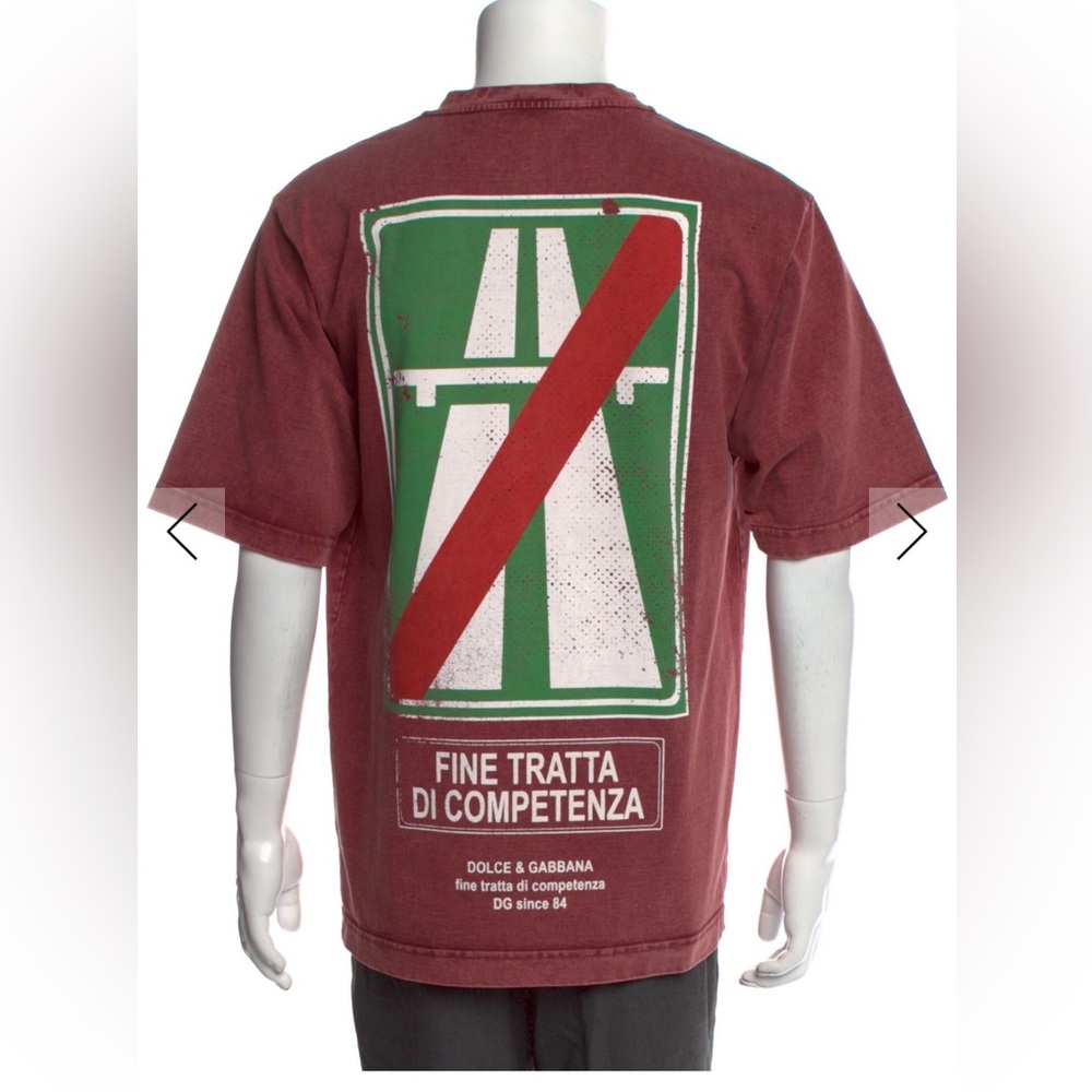 Dolce & Gabbana Burgundy Tee with Graphic Print